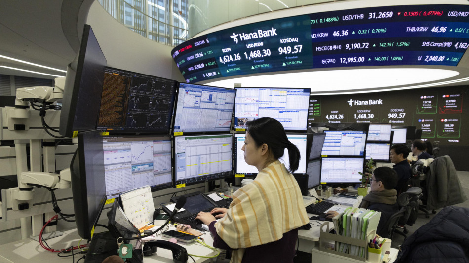 Borsa: l'Asia chiude in calo, lente su Davos e tensioni Usa-Ue