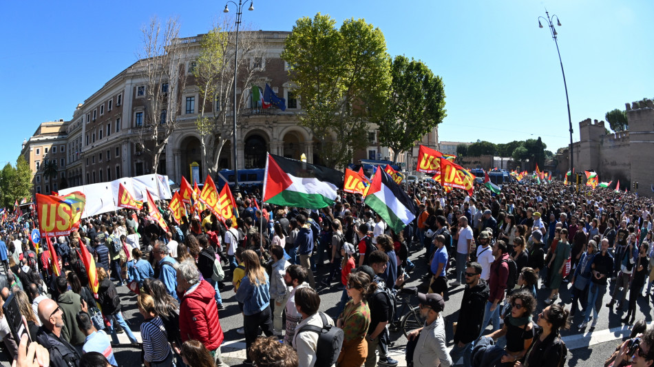 Usb-Cgil, a Roma in 300mila a corteo per Gaza e Flotilla